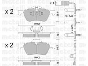 METELLI 22-0555-0K stabdžių trinkelių rinkinys, diskinis stabdys 
 Techninės priežiūros dalys -> Papildomas remontas