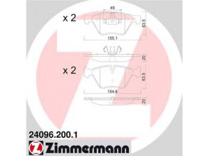 ZIMMERMANN 24096.200.1 stabdžių trinkelių rinkinys, diskinis stabdys 
 Techninės priežiūros dalys -> Papildomas remontas
34 11 6 771 972, 34 11 6 777 772