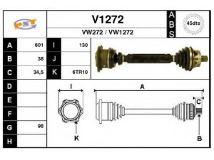 SNRA V1272 kardaninis velenas 
 Ratų pavara -> Kardaninis velenas
8D0407271BB, 8D0407271AJ, 8D0407271DF