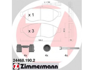 ZIMMERMANN 24468.190.2 stabdžių trinkelių rinkinys, diskinis stabdys 
 Techninės priežiūros dalys -> Papildomas remontas
77364014, 77366017, 425355, 425356