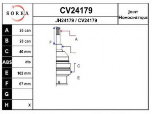 EAI CV24179K jungčių komplektas, kardaninis velenas