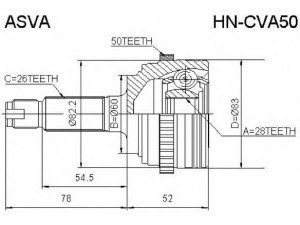 ASVA HN-CVA50 jungčių komplektas, kardaninis velenas 
 Ratų pavara -> Sujungimai/komplektas
44014-S5A-951, 44014-S5A-952
