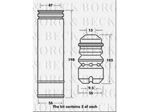 BORG & BECK BPK7016 apsauginio dangtelio komplektas, amortizatorius
33531136395