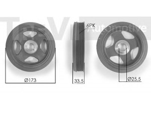 TREVI AUTOMOTIVE PC1135 skriemulys, alkūninis velenas 
 Diržinė pavara -> Dirželio skriemulys
134070N010