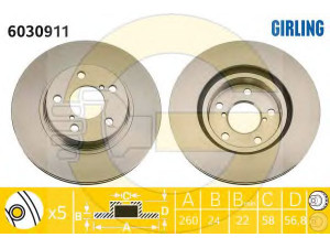 GIRLING 6030911 stabdžių diskas 
 Stabdžių sistema -> Diskinis stabdys -> Stabdžių diskas
26300AE040, 26300AE090, 26300AE091