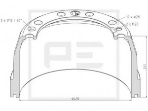 PE Automotive 146.131-00A stabdžių būgnas 
 Stabdžių sistema -> Būgninis stabdys -> Stabdžių būgnas
001075306, 003171744, 01075306