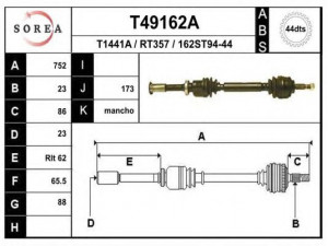 EAI T49162A kardaninis velenas 
 Ratų pavara -> Kardaninis velenas
8200087859