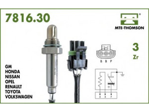 MTE-THOMSON 7816.30.091 lambda jutiklis 
 Variklis -> Variklio elektra
0855304, 855300, 855304, 855306