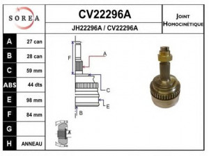 EAI CV22296AK jungčių komplektas, kardaninis velenas 
 Ratų pavara -> Sujungimai/komplektas