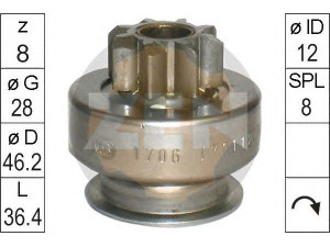 ERA 225734 laisvos eigos pavara, starteris 
 Elektros įranga -> Starterio sistema -> Starterių dalys
M000T20471, M000T20472, M000T20871ZE