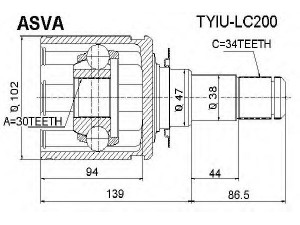 ASVA TYIU-LC200 jungčių komplektas, kardaninis velenas 
 Ratų pavara -> Sujungimai/komplektas
43403-60030, 43430-60070, 43430-60071