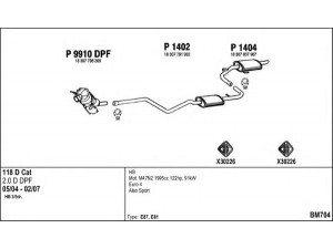 FENNO BM704 išmetimo sistema 
 Išmetimo sistema -> Išmetimo sistema, visa