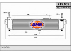 AHE 715.002 tarpinis suslėgto oro aušintuvas, kompresorius 
 Variklis -> Oro tiekimas -> Įkrovos agregatas (turbo/superįkrova) -> Tarpinis suslėgto oro aušintuvas
281904A160