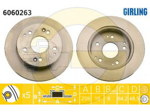 GIRLING 6060263 stabdžių diskas 
 Stabdžių sistema -> Diskinis stabdys -> Stabdžių diskas
42510S5TE00
