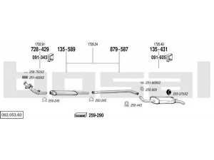 BOSAL 062.053.60 išmetimo sistema 
 Išmetimo sistema -> Išmetimo sistema, visa