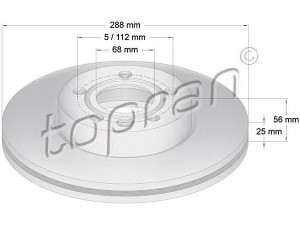 TOPRAN 107 628 stabdžių diskas 
 Stabdžių sistema -> Diskinis stabdys -> Stabdžių diskas
1 001 093, 1 045 994, 95VWX1125BD
