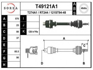 EAI T49121A1 kardaninis velenas 
 Ratų pavara -> Kardaninis velenas
7700104756, 7700739552, 7700853057