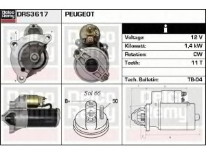 DELCO REMY DRS3617 starteris 
 Elektros įranga -> Starterio sistema -> Starteris
151412580, 555836, 580235, 580250