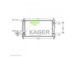 KAGER 31-0025 radiatorius, variklio aušinimas 
 Aušinimo sistema -> Radiatorius/alyvos aušintuvas -> Radiatorius/dalys
8D0121251C