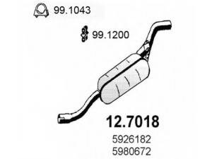 ASSO 12.7018 galinis duslintuvas 
 Išmetimo sistema -> Duslintuvas
5926182, 5980672