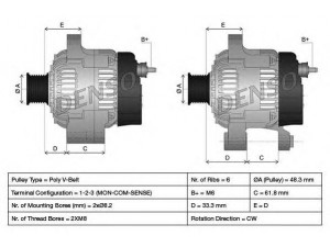 DENSO DAN507 kintamosios srovės generatorius
1031496, 1070804, 1073089, 1097304