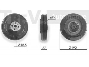 TREVI AUTOMOTIVE PC1011 skriemulys, alkūninis velenas 
 Diržinė pavara -> Dirželio skriemulys
074105251AC, 074105251N, 074105251R