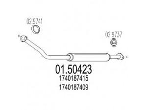 MTS 01.50423 vidurinis duslintuvas 
 Išmetimo sistema -> Duslintuvas
1740187409, 1740187415