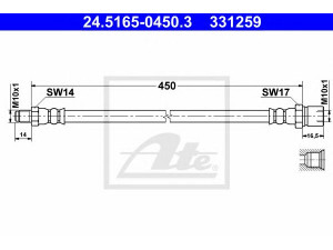 ATE 24.5165-0450.3 stabdžių žarnelė 
 Stabdžių sistema -> Stabdžių žarnelės
460 428 51 35, 300 12 535, 113 611 701