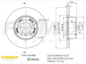 FREMAX BD-4666 stabdžių diskas 
 Stabdžių sistema -> Diskinis stabdys -> Stabdžių diskas
3411 6 792 217