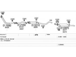 MTS C250663008509 išmetimo sistema 
 Išmetimo sistema -> Išmetimo sistema, visa