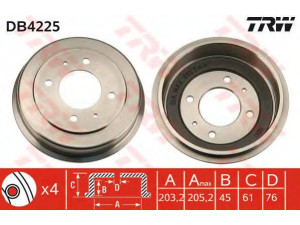 TRW DB4225 stabdžių būgnas 
 Stabdžių sistema -> Būgninis stabdys -> Stabdžių būgnas
5275129000, 5841117100, 5841117200