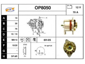 SNRA OP8050 kintamosios srovės generatorius 
 Elektros įranga -> Kint. sr. generatorius/dalys -> Kintamosios srovės generatorius
8944719964, LR170411E, LR170411F