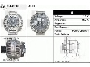 EDR 944910 kintamosios srovės generatorius 
 Elektros įranga -> Kint. sr. generatorius/dalys -> Kintamosios srovės generatorius
06B903016AC, 06B903016Q