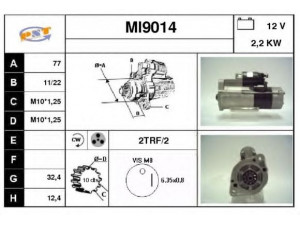 SNRA MI9014 starteris 
 Elektros įranga -> Starterio sistema -> Starteris
M8T75071, M8T75071A, M8T75073, M8T75073A