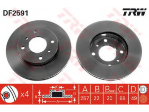 TRW DF2591 stabdžių diskas 
 Dviratė transporto priemonės -> Stabdžių sistema -> Stabdžių diskai / priedai
402064M405, 4020671, 40206710, 402067100
