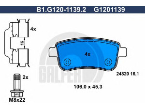 GALFER B1.G120-1139.2 stabdžių trinkelių rinkinys, diskinis stabdys 
 Techninės priežiūros dalys -> Papildomas remontas
44 06 014 16R, 44 06 046 94R