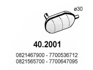 ASSO 40.2001 priekinis duslintuvas 
 Išmetimo sistema -> Duslintuvas
0821467900, 0821565100, 0821565700