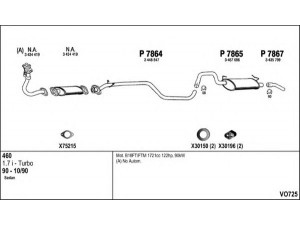 FENNO VO725 išmetimo sistema 
 Išmetimo sistema -> Išmetimo sistema, visa