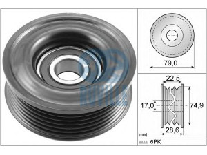 RUVILLE 57082 kreipiantysis skriemulys, V formos rumbuotas diržas 
 Diržinė pavara -> V formos rumbuotas diržas/komplektas -> Laisvasis/kreipiamasis skriemulys
Z601-15-940