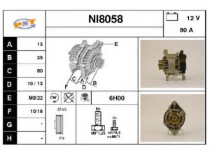 SNRA NI8058 kintamosios srovės generatorius
231002F000, 231002F001