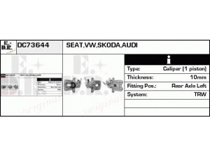 EDR DC73644 stabdžių apkaba 
 Stabdžių sistema -> Stabdžių matuoklis -> Stabdžių matuoklio montavimas
1K0 615 423D, 1K0 615 423J