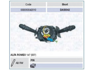 MAGNETI MARELLI 000050042010 vairo kolonėlės jungiklis 
 Vidaus įranga -> Rankinės/kojinės svirties sistema
735293311, 735365506