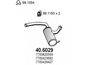 ASSO 40.6029 vidurinis duslintuvas 
 Išmetimo sistema -> Duslintuvas
7700423680, 7700423682, 7700429427