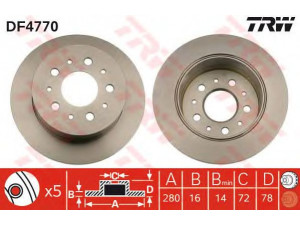TRW DF4770 stabdžių diskas 
 Stabdžių sistema -> Diskinis stabdys -> Stabdžių diskas
1607880480, 424931, 4249K7, 51740245
