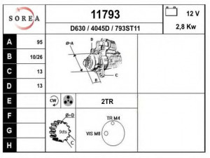 EAI 11793 starteris 
 Elektros įranga -> Starterio sistema -> Starteris
S1403, S14203
