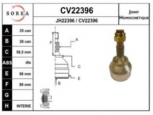 EAI CV22396K jungčių komplektas, kardaninis velenas 
 Ratų pavara -> Sujungimai/komplektas