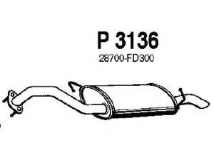 FENNO P3136 galinis duslintuvas 
 Išmetimo sistema -> Duslintuvas
28700-FD300, ESR4526