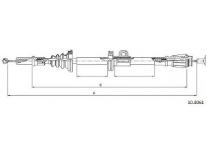 CABOR 10.8061 trosas, stovėjimo stabdys 
 Stabdžių sistema -> Valdymo svirtys/trosai
35465905, 9209756