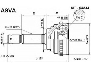 ASVA MT-04A44 jungčių komplektas, kardaninis velenas 
 Ratų pavara -> Sujungimai/komplektas
49507-25A00, 49500-25200, 49500-25400