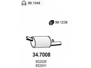 ASSO 34.7008 galinis duslintuvas 
 Išmetimo sistema -> Duslintuvas
852026, 852041, 852942, 90399013
